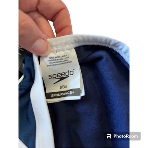 Speedo Women's Blue/white Swimsuit One Piece Endurance+ Flyback Block Adult. - Picture 6 of 7